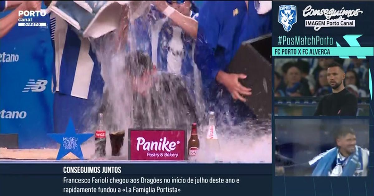 Farioli esperava banho dos jogadores, mas não assim: «Com gelo?!»