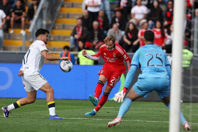 Lance muito polémico dentro da área do Famalicão está entre as queixas do Benfica. Foto Estela Silva/LUSA