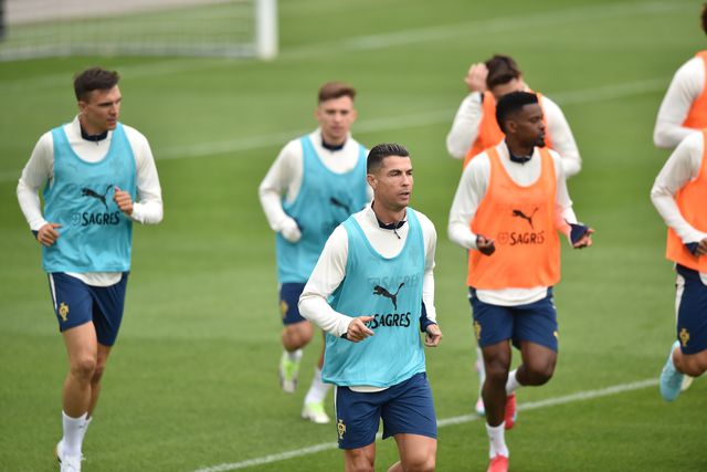 Cristiano Ronaldo a treinar com a Seleção na Cidade do Futebol