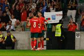 Cristiano Ronaldo com Bruno Fernandes e Bernardo Silva
