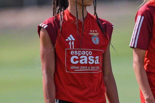 Jéssica Silva no treino do Benfica na véspera do jogo com o Lyon