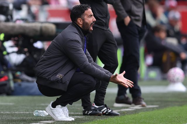 Ruben Amorim, treinador do Manchester United, em Brentford