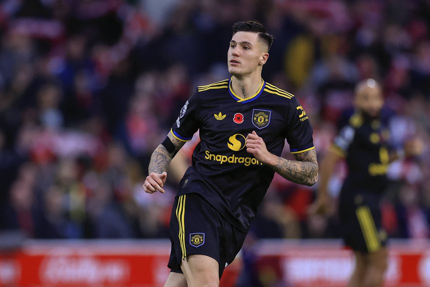 Benjamin Sesko, avançado do Manchester United, em Nottingham