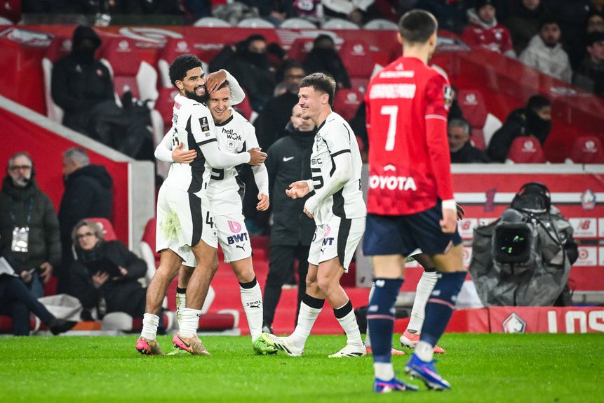 Festejos do Rennes frente ao Lille