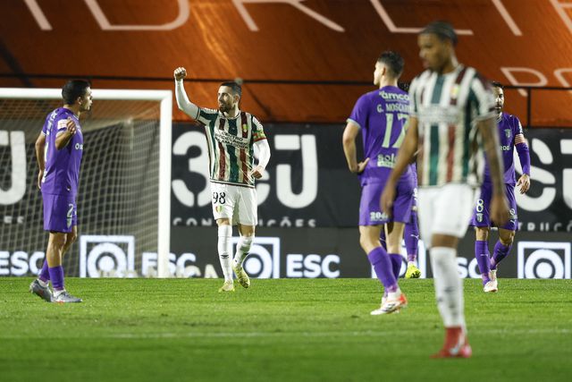 Kikas (Estrela da Amadora) celebra golo contra o SC Braga - Foto: ANTÓNIO PEDRO SANTOS/LUSA