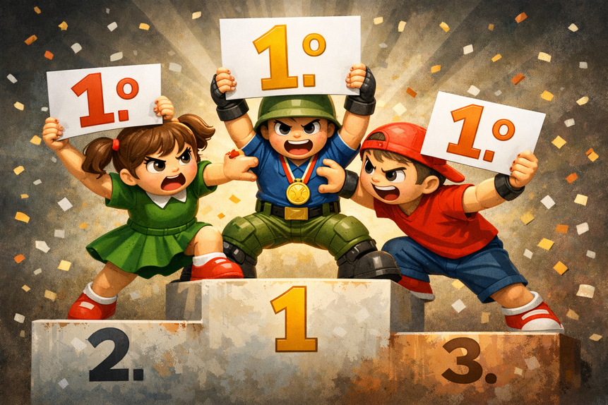 «Eu é que sou o campeão». Imagem gerada por Inteligência Artificial