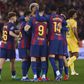 Jogadores do Barcelona a festejarem um golo em Camp Nou