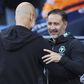 Pep Guardiola a cumprimentar Vítor Pereira num Man. City-Wolves