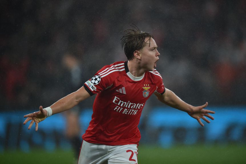 Andreas Schjdelderup, extremo do Benfica (foto: Miguel Nunes)