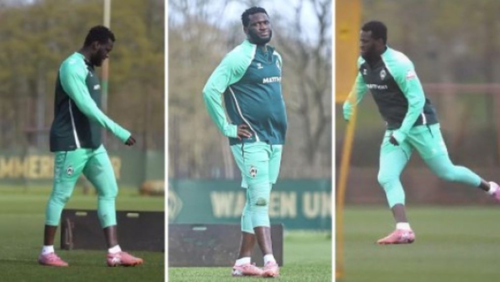 Victor Boniface regressou aos treinos com quilos a mais - Fotos: Werder Bremen