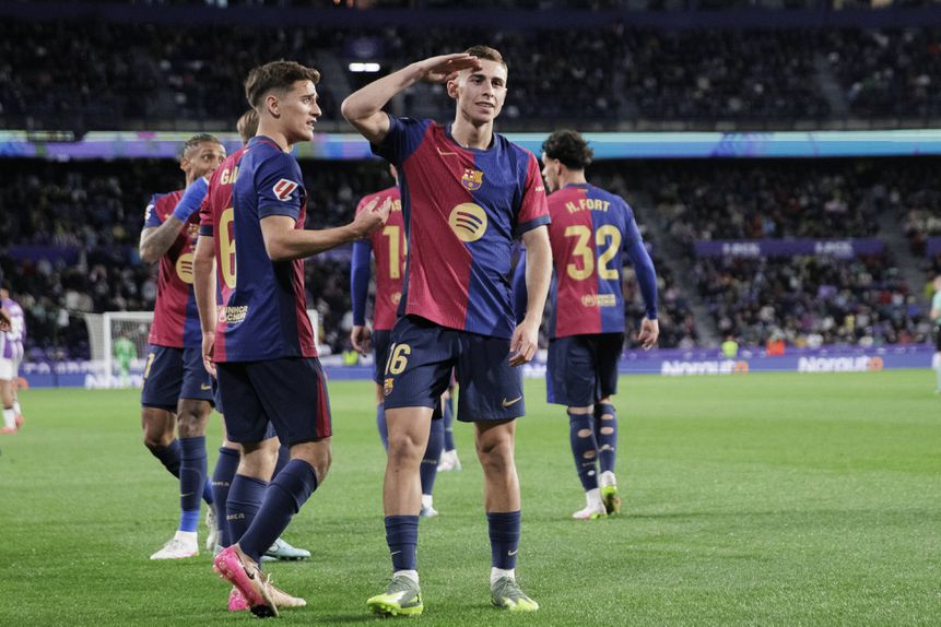 Fermín López celebra golo marcado ao Valladolid
