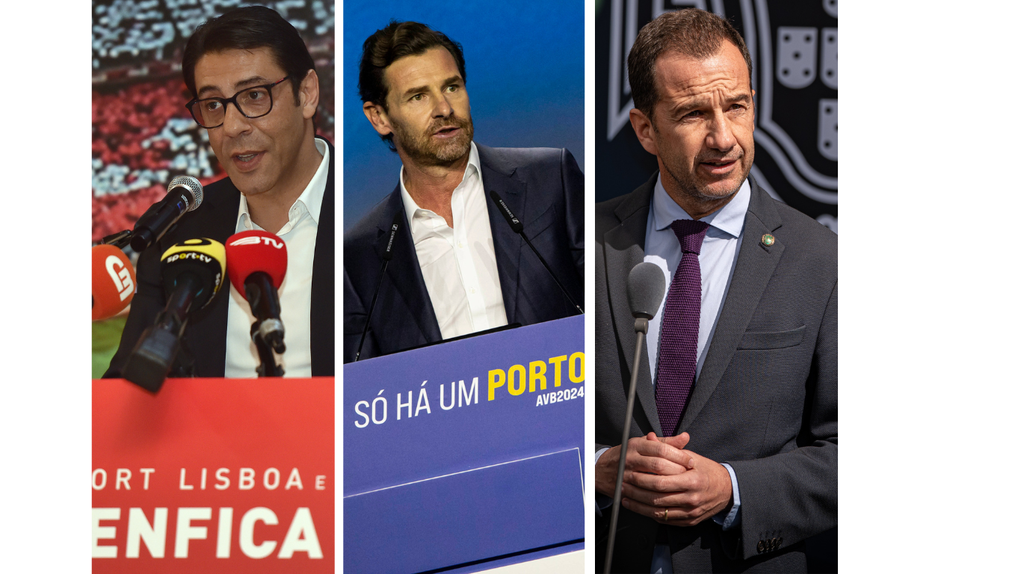 Rui Costa, Villas-Boas e Frederico Varandas, presidentes de Benfica, FC Porto e Sporting