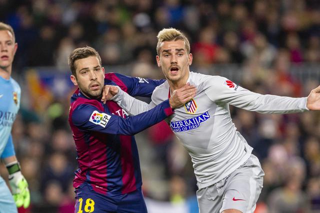 Jordi Alba em ação frente ao Atlético Madrid
