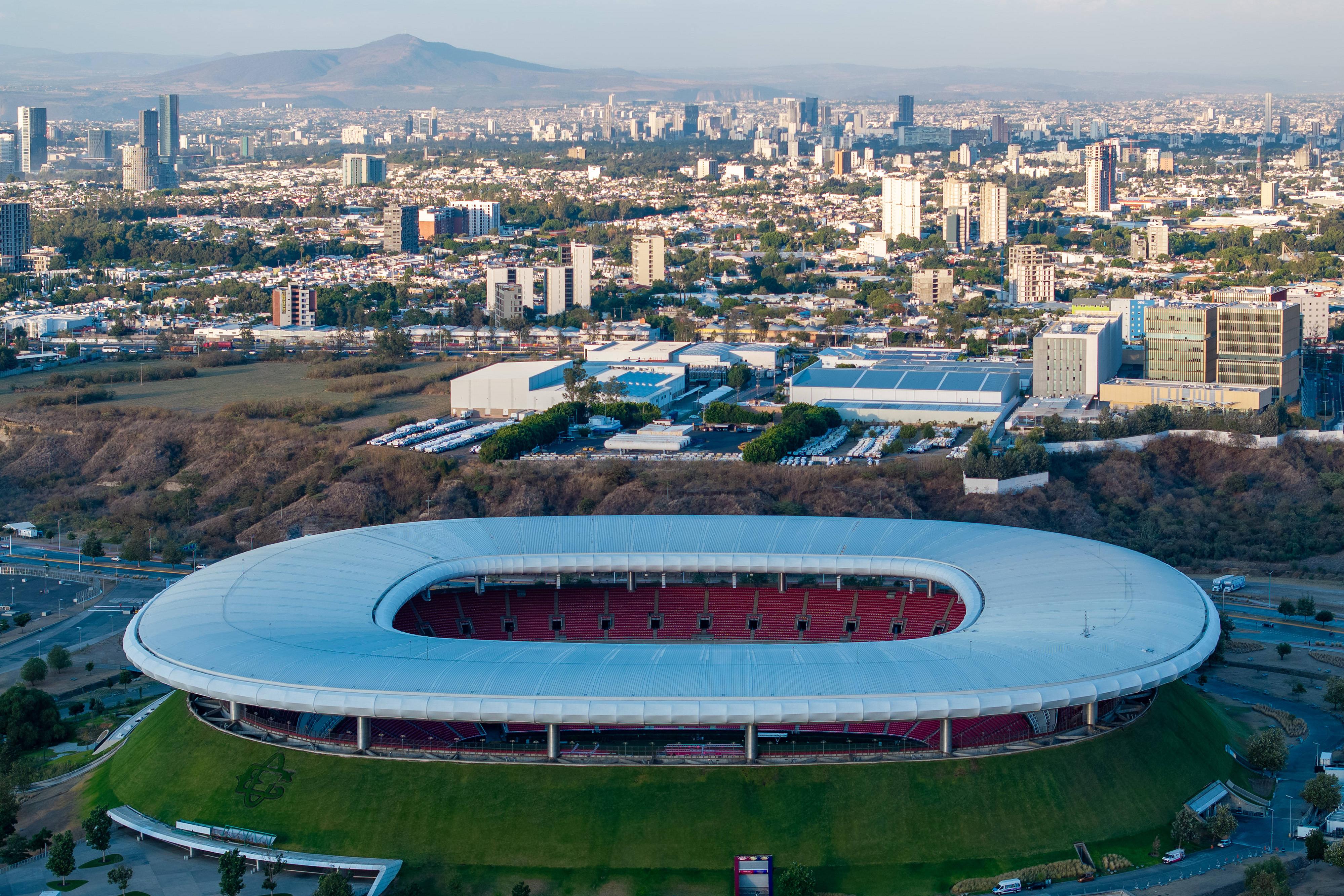 Estádio Akron, Guadalajara, no México, vai receber o encontro entre Uruguai e Espanha