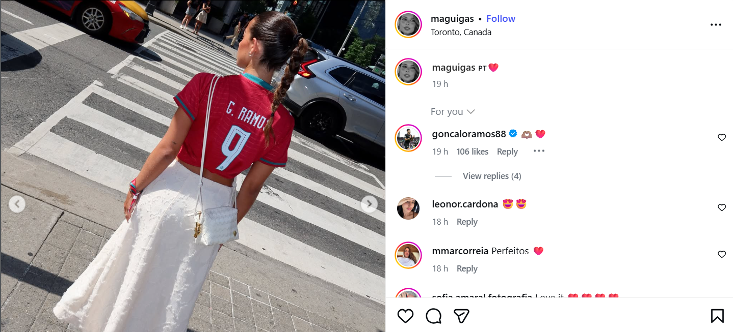 Margarida Amaral Domingues vibrou com o golo de Gonçalo Ramos. Foto: Instagram