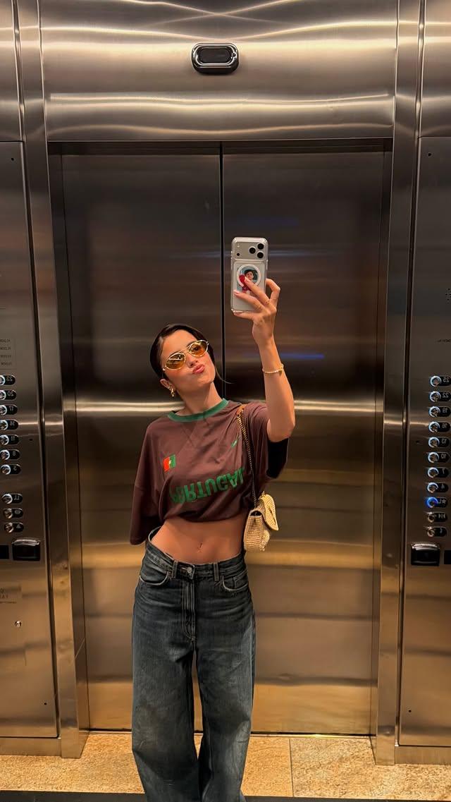 Madalena Aragão fez questão de mostrar o apoio a Portugal e a João Neves. Foto: Instagram