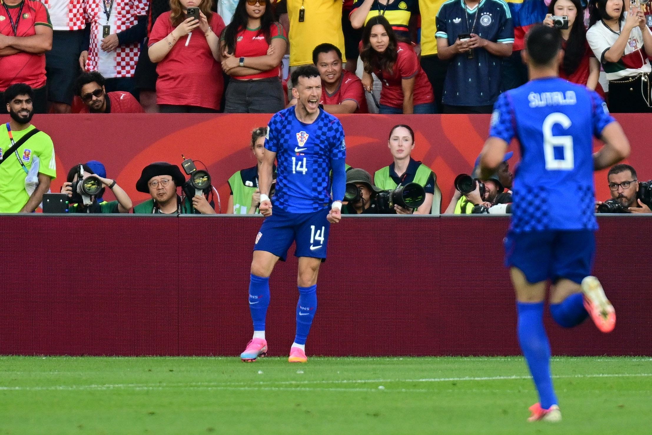 Perisic a festejar golo da Croácia - Foto: Eduardo Lima/EPA
