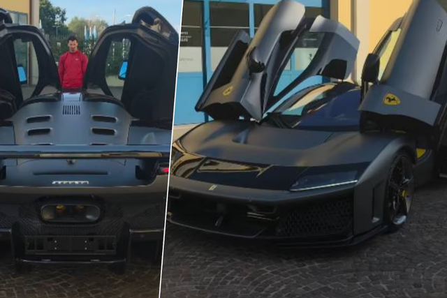 Zlatan com o seu novo Ferrari (Fotos: Twitter/Zlatan Ibrahimovic)