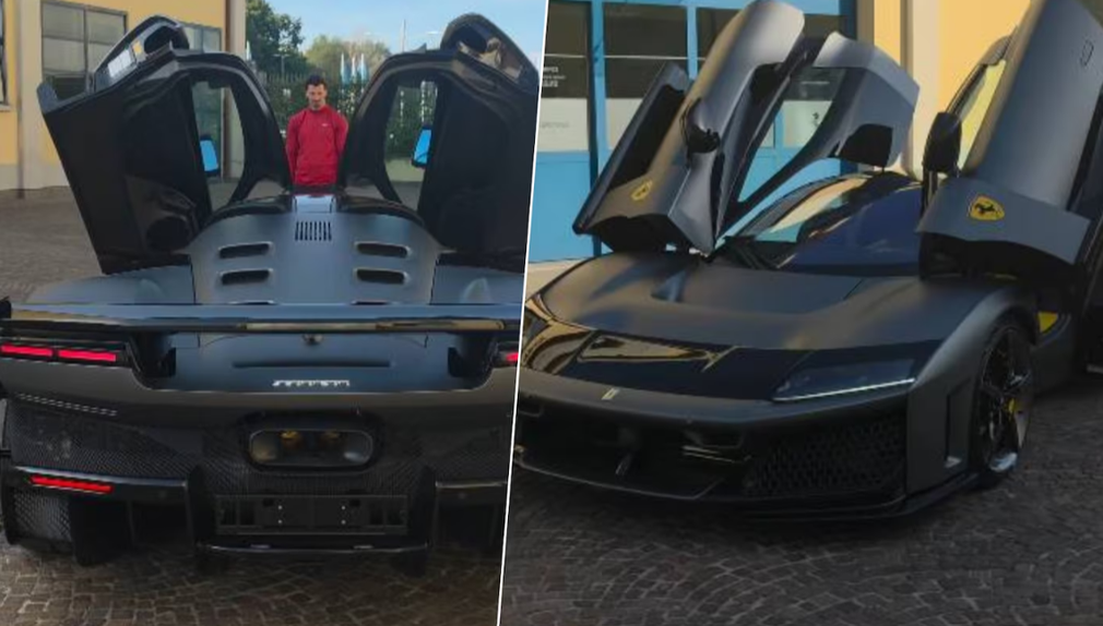 Zlatan com o seu novo Ferrari (Fotos: Twitter/Zlatan Ibrahimovic)