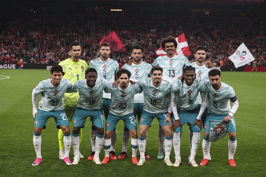 Onze de Portugal na vitória por 4-2 com a Dinamarca (Foto: Paulo Novais/Lusa)