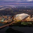 Novo estádio RFK, Washington DC, EUA. O projeto para fazer voltar os Washington Commanders, equipa da NFL, à capital tem um custo previsto de 3,2 mil milhões de euros, o que fará dele o segundo estádio mais caro de sempre. Imagem - KATO Design