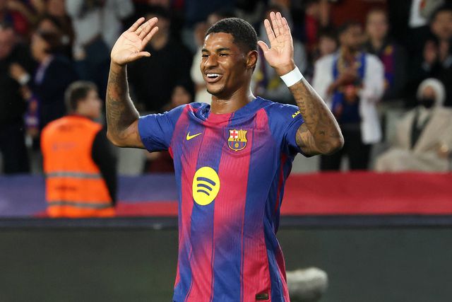 Marcus Rashford com a camisola do Barcelona, onde está cedido pelo Manchester United