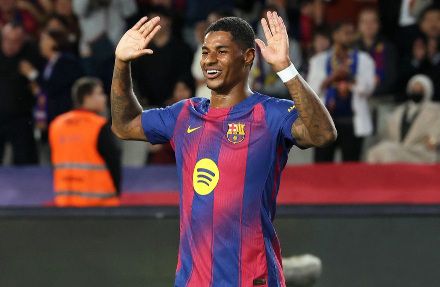 Marcus Rashford com a camisola do Barcelona, onde está cedido pelo Manchester United