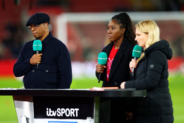 Ian Wright e Laura Woods (à direita), antes da queda da apresentadora (IMAGO)