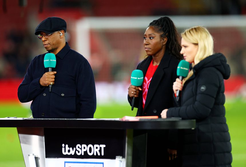 Ian Wright e Laura Woods (à direita), antes da queda da apresentadora (IMAGO)