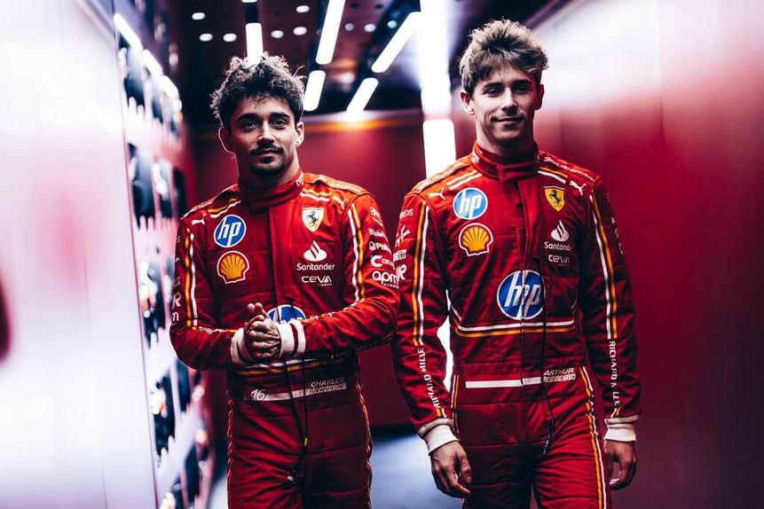 Charles Leclerc e Arthur Leclerc, pilotos da Ferrari - Foto: X CL16__FanpageFr