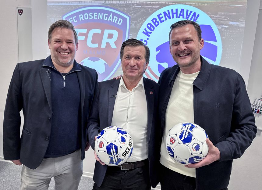 Jacob Lauesen, CEO do FC Copenhaga, Hakan Wifvesson, presidente do FC Rosengard e Morten Grahn, diretor de desenvolvimento do FC Copenhaga