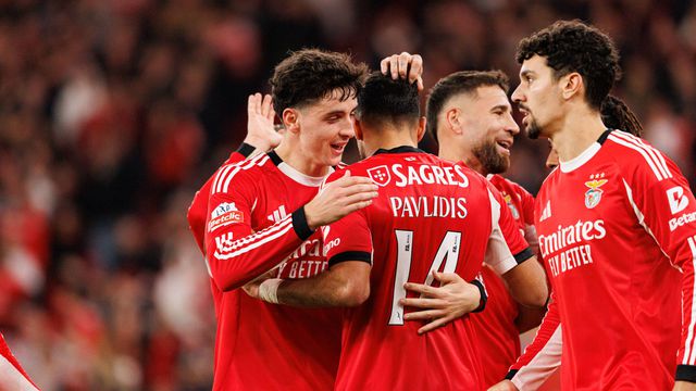 Festa do golo da equipa do Benfica no jogo com o Estoril - Foto Imago