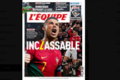 Ronaldo em destaque na primeira página do L'Équipe desta quarta-feira