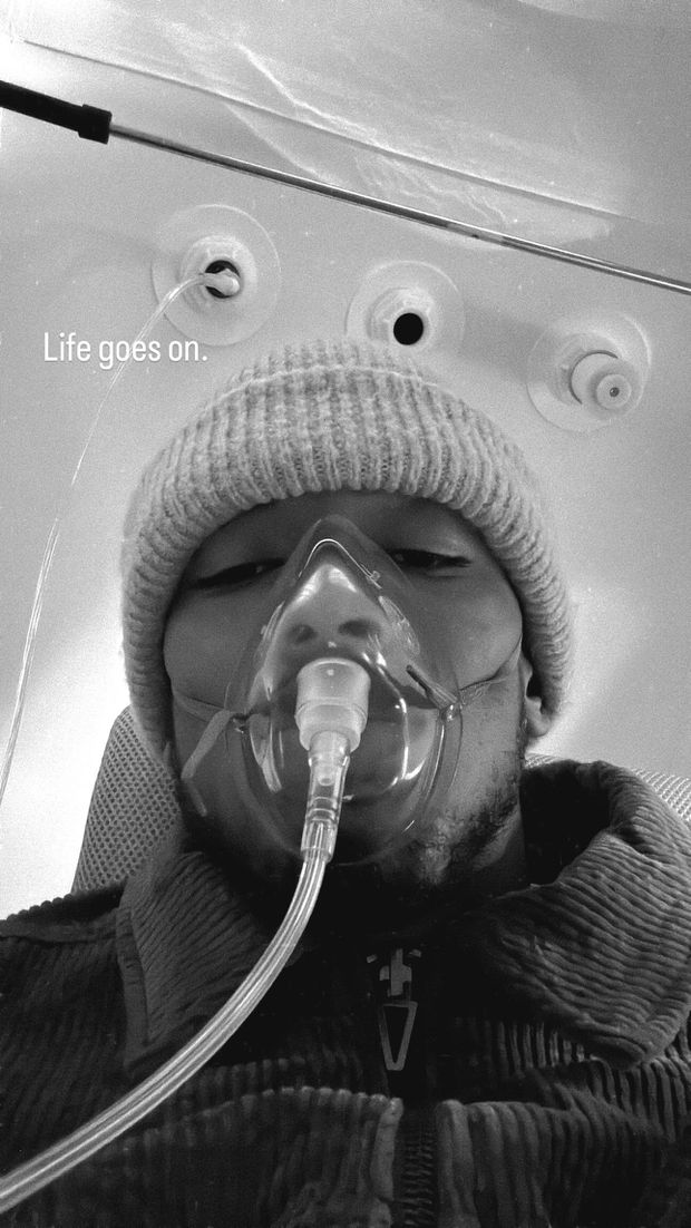 Jude Bellingham com máscara de oxigénio (Instagram)