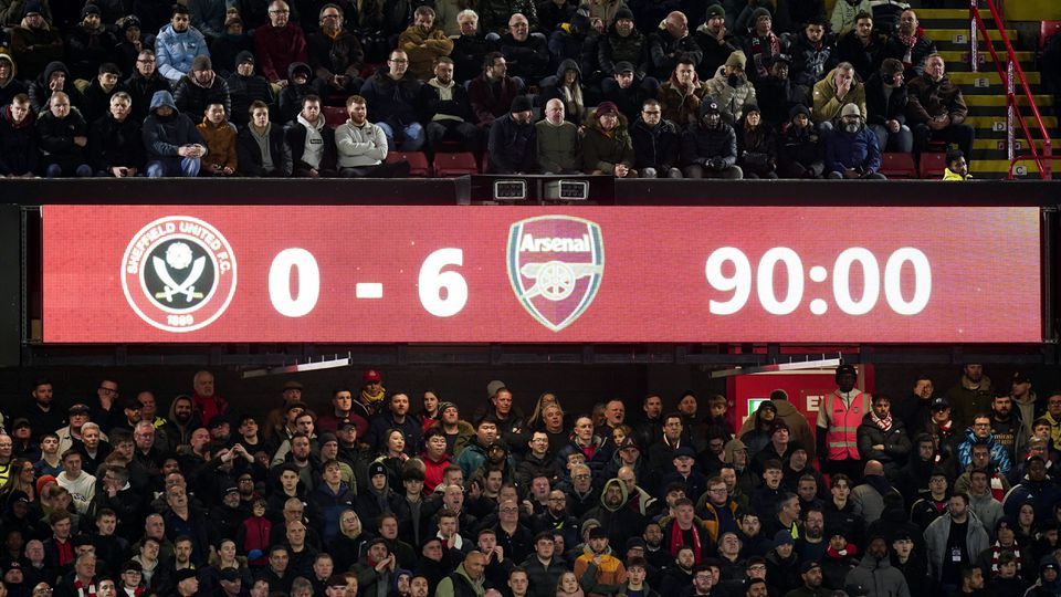 Arsenal quebra recordes de golos na Premier League e Sheffield… também