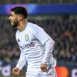 Marco Asensio a celebrar o seu primeiro golo pelo Aston Villa na UEFA Champions League