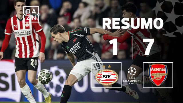 Resumo da enorme goleada do Arsenal em Eindhoven