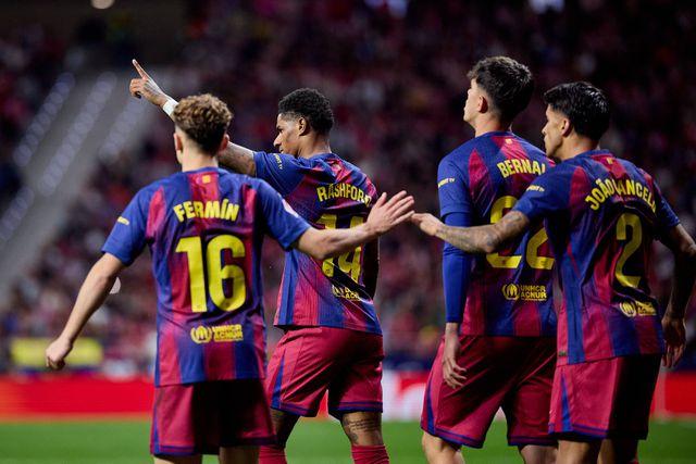 Jogadores do Barcelona no golo de Rashford - Foto: Imago