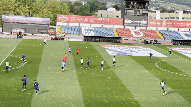 O aquecimento da equipa do Chaves