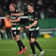 Conrad Harder e Viktor Gyokeres celebram vitória do Sporting sobre o Gil Vicente, na 32.ª jornada da Liga 2024/2025