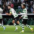 Jogadores do Sporting festejam golo ao V. Guimarães