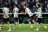 Jogadores do Sporting festejam golo ao V. Guimarães