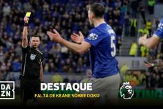 Keane escapa ao vermelho com entrada duríssima sobre Doku