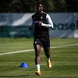 Diomande durante um treino do Sporting, em Alcochete, terá pela frente um mês de maios desgaste devido ao jejum do Ramadão