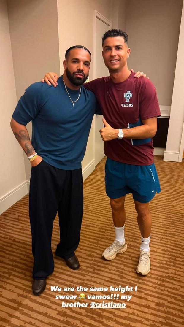 Drake partilha fotografia com Ronaldo nas redes sociais