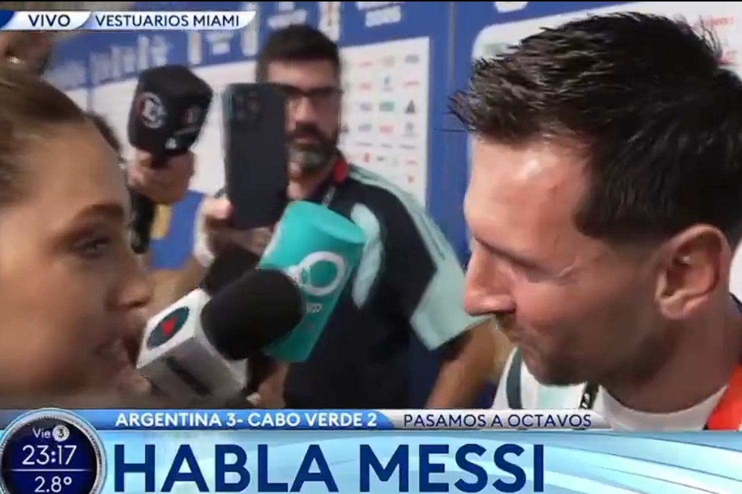 Messi abordou Sofi Martínez na zona mista após o jogo entre Argentina e Cabo Verde