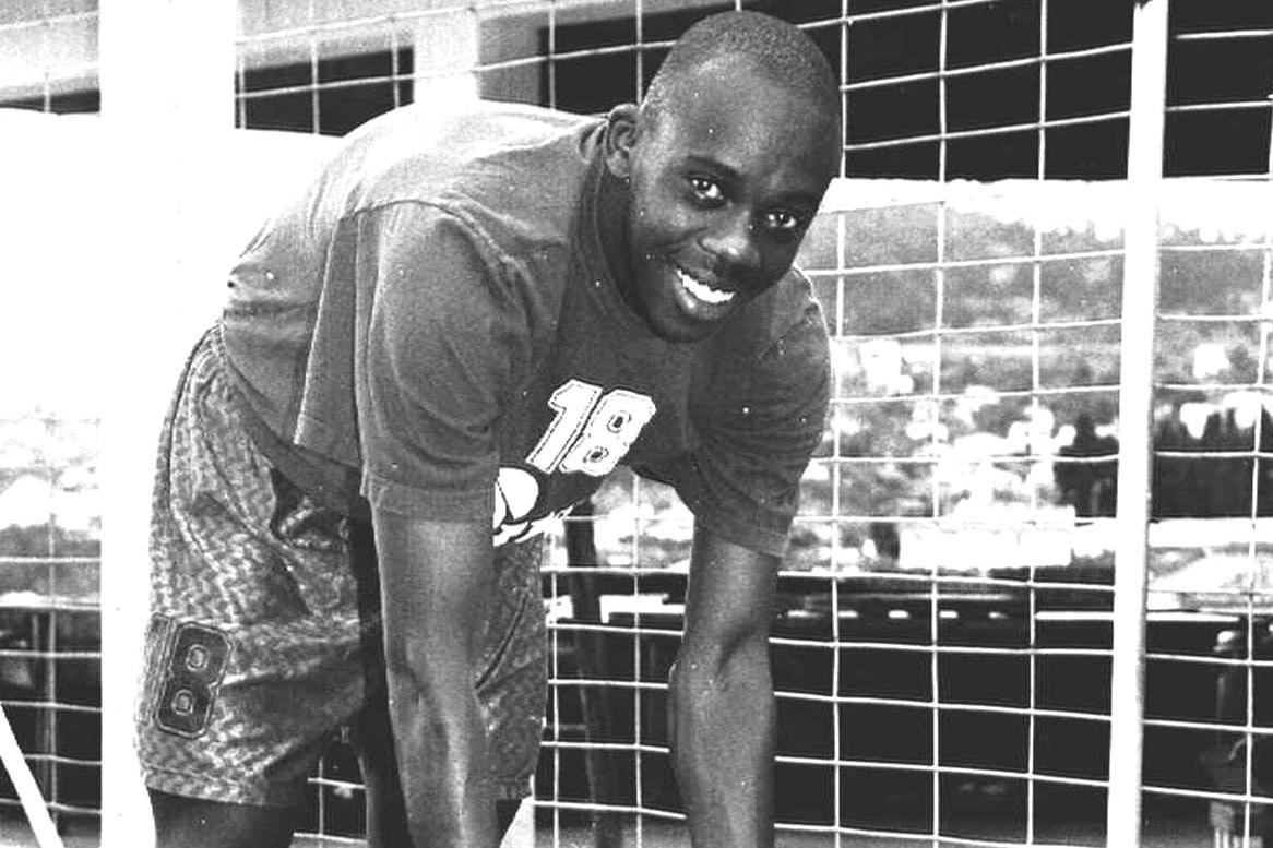 Régis no treino do Marítimo em 1996 - foto A BOLA
