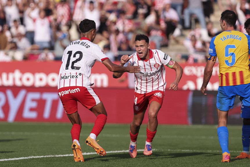 Festejos do Girona frente ao Valência