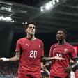 Cancelo festeja empate - Foto: CATARINA MORAIS/KAPTA+
