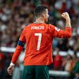 Cristiano Ronaldo a celebrar o bis por Portugal à Hungria em Alvalade